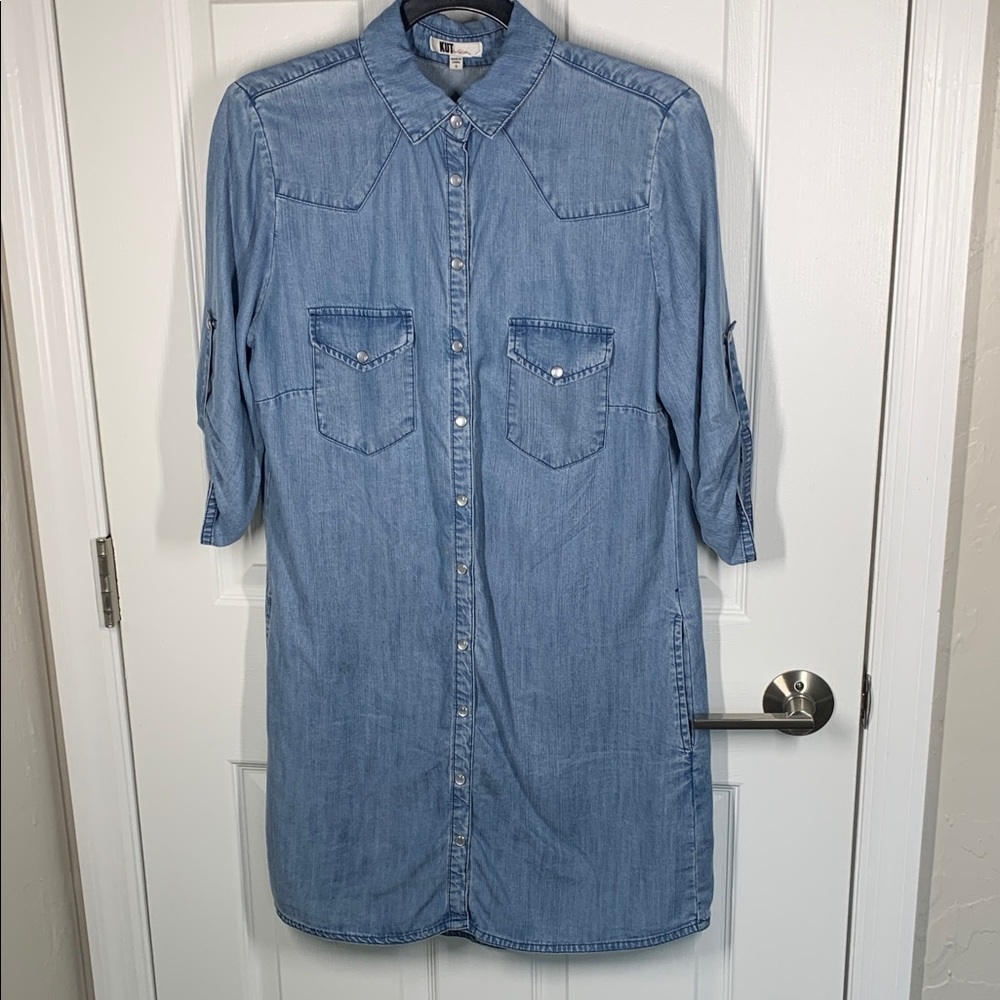 Kut from the Kloth  denim look western snap front dress size small